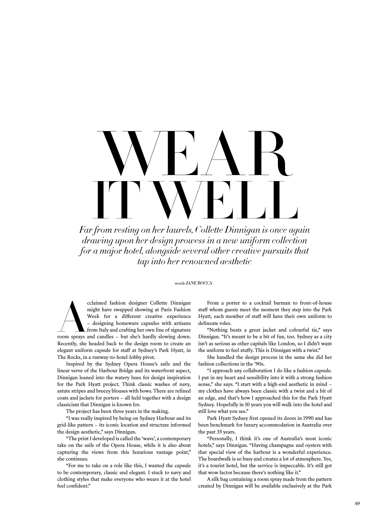 Harpers Bazaar October 2025 Collette Dinnigan